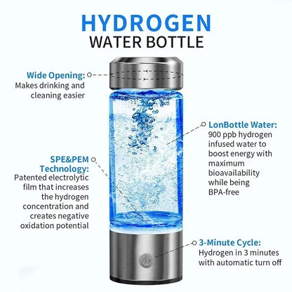 Hydrogen-Rich Water Cup Electric Hydrogen Rich Water Generator Bottle Titanium Quality Filter Portable Antioxidant Lonizer 420ml